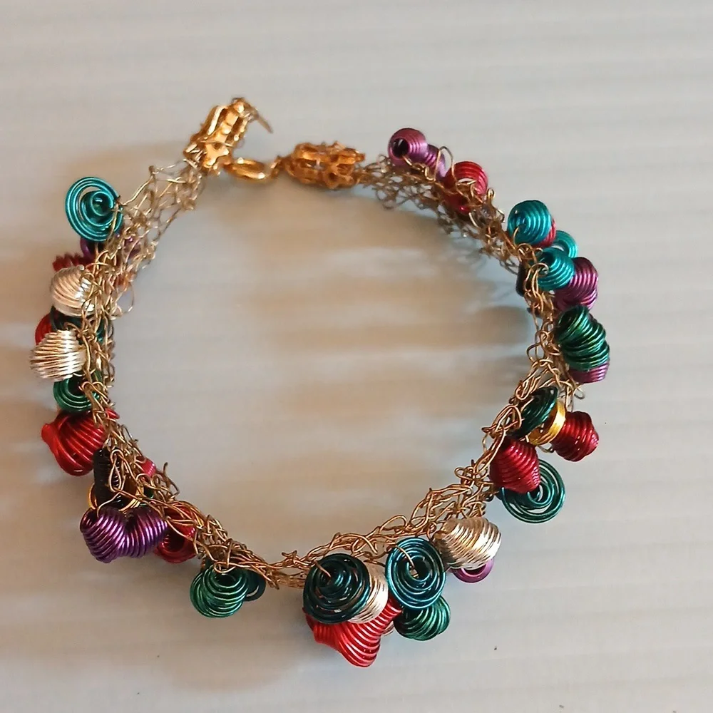 Women's Artisan Colorful Wire Wrapped Statement Bracelet